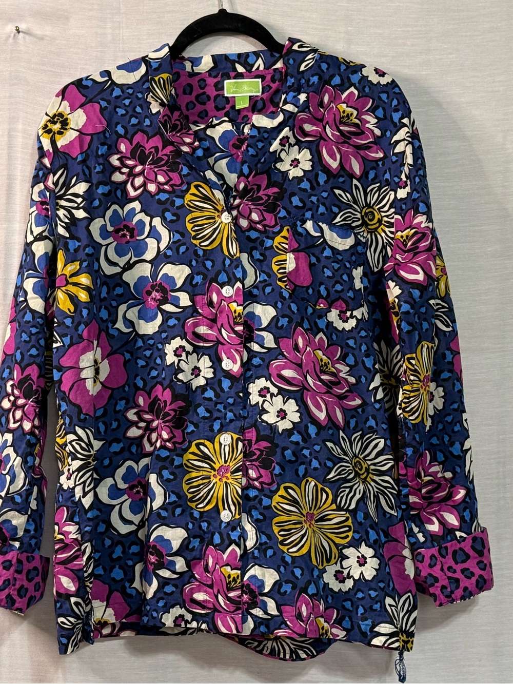 NWOT Vera Bradley Floral Leopard Cotton Pajama Set L